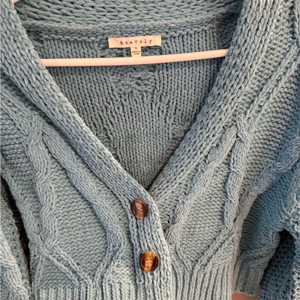 Turquoise Cable Knit Sweater - Picture 2 of 3